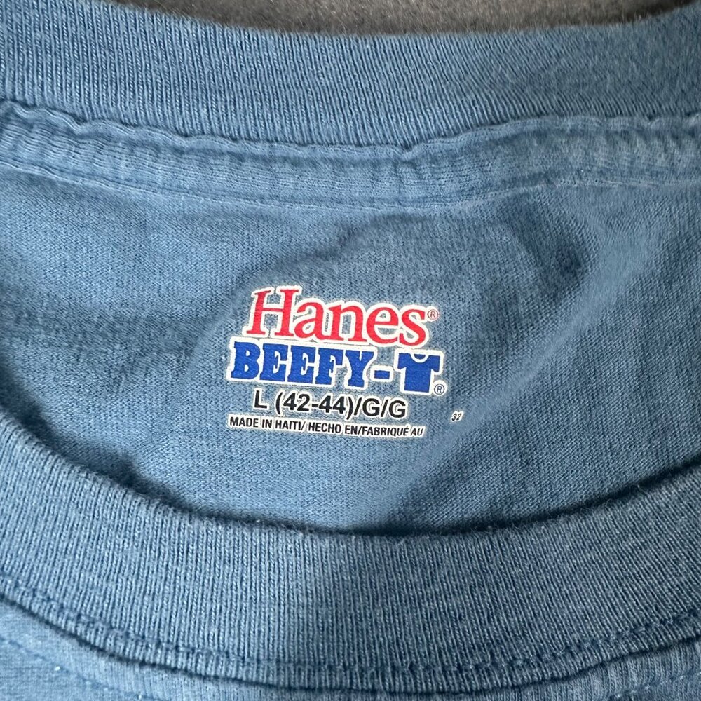 The Salty Dog Cafe Large Hanes Beefy-T Light Blue Crew Neck Short Sleeve T-shirt - Picture 7 of 8